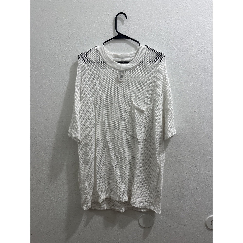 RSQ Mens White Knit Short Sleeve Pocket T-Shirt Oversized Casual Top XXL